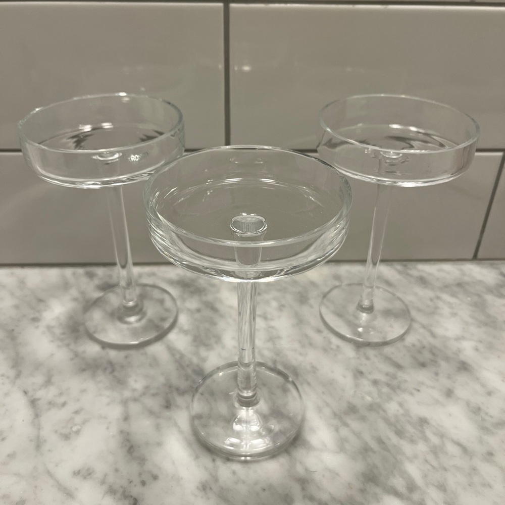 Krosno Poland Hand Blown Glass Candle Holders Set of 3